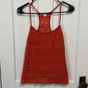 XXI Orange Lacy Skinny Strap Tank Top